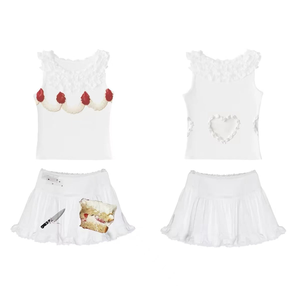 Birthday Poem — Cake Ruffle Tank Top by Gao Lingling