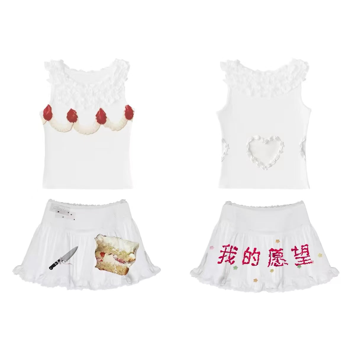 Birthday Poem — Cake Ruffle Tank Top by Gao Lingling