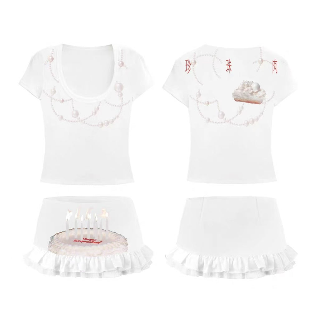 Birthday Poem — Pearl Flesh Baby Tee by Gao Lingling