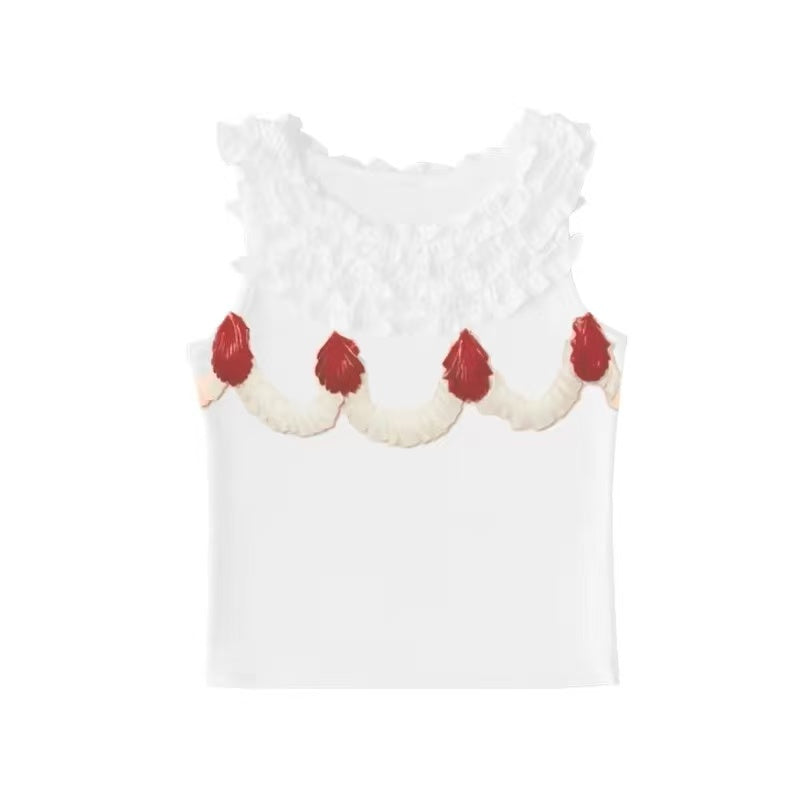 Birthday Poem — Cake Ruffle Tank Top by Gao Lingling